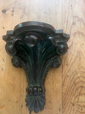 Ornate Decorative Wall Bracket Shelf - Dark Green Patina